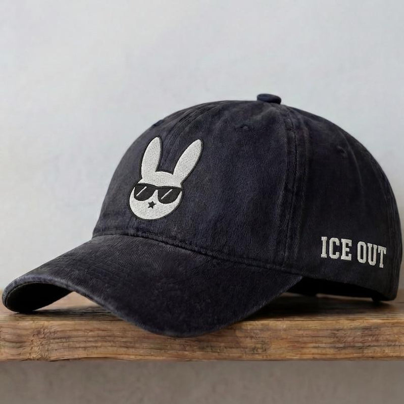 Bunny Ice Out Wash Hat, anti ICE Embroidered Dad Hat, Abolish ICE Protest Cap, Immigrant Rights Activist Hat, Washed Cotton Adjustable Baseball Cap for Equality Justice Rally, Human Rights Gift for Activists Men Women