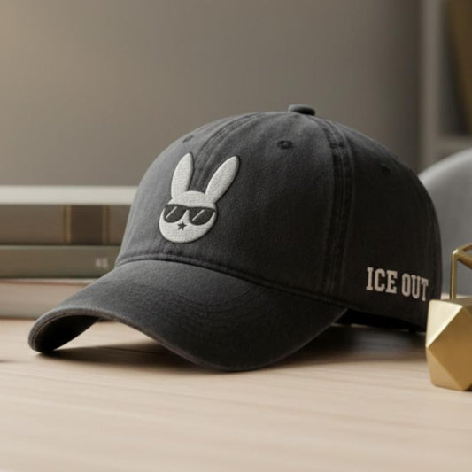 Bunny Ice Out Wash Hat, anti ICE Embroidered Dad Hat, Abolish ICE Protest Cap, Immigrant Rights Activist Hat, Washed Cotton Adjustable Baseball Cap for Equality Justice Rally, Human Rights Gift for Activists Men Women